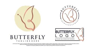 conjunto de diseño de logotipo de mariposa para belleza con vector premium de concepto moderno