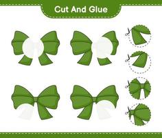 Cut and glue, cut parts of Ribbon and glue them. Educational children game, printable worksheet, vector illustration