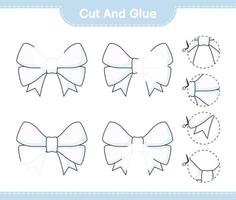 Cut and glue, cut parts of Ribbon and glue them. Educational children game, printable worksheet, vector illustration