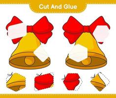 Cut and glue, cut parts of Christmas Bell and glue them. Educational children game, printable worksheet, vector illustration