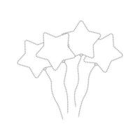 Star balloon tracing worksheet for kids vector