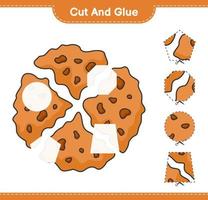 Cut and glue, cut parts of Cookie and glue them. Educational children game, printable worksheet, vector illustration