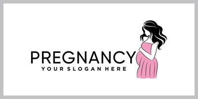 Woman pregnancy logo design template with creative modern concept vector