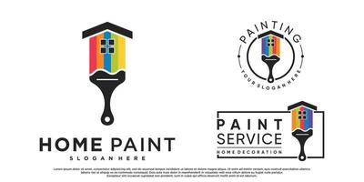 Set collection home painting logo design with brush element and creative color Premium Vector