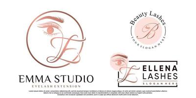 conjunto de diseño de logotipo de extensión de pestañas de belleza con vector premium de elemento creativo