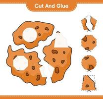 Cut and glue, cut parts of Cookie and glue them. Educational children game, printable worksheet, vector illustration