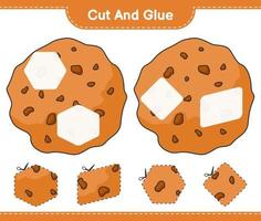 Cut and glue, cut parts of Cookie and glue them. Educational children game, printable worksheet, vector illustration