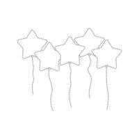 Star balloon tracing worksheet for kids vector