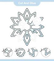 Cut and glue, cut parts of Snowflake and glue them. Educational children game, printable worksheet, vector illustration