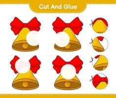 Cut and glue, cut parts of Christmas Bell and glue them. Educational children game, printable worksheet, vector illustration