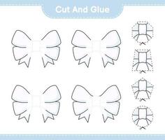 Cut and glue, cut parts of Ribbon and glue them. Educational children game, printable worksheet, vector illustration