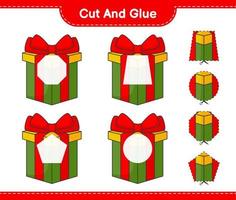 Cut and glue, cut parts of Gift Box and glue them. Educational children game, printable worksheet, vector illustration