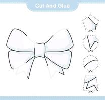 Cut and glue, cut parts of Ribbon and glue them. Educational children game, printable worksheet, vector illustration