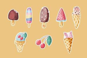 Cute ice cream icon in cartoon style vector illustration. For print and creative design
