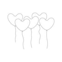 Heart balloon tracing worksheet for kids vector