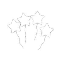 Star balloon tracing worksheet for kids vector