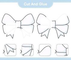 Cut and glue, cut parts of Ribbon and glue them. Educational children game, printable worksheet, vector illustration