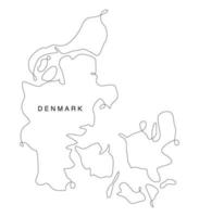 Line art Denmark map. continuous line europe map. vector illustration. single outline.