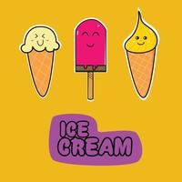 vector stock set kawai estilo helado garabatos