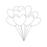 Heart balloon tracing worksheet for kids vector