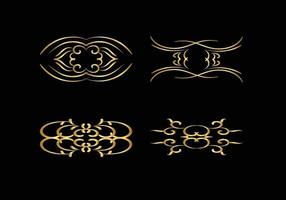 golden Decoration and ornaments elements set on black background. Floral ornament. vector