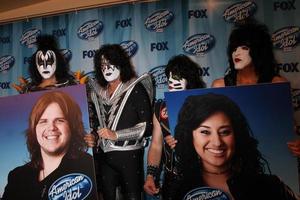 LOS ANGELES, MAY 21 -  KISS, Finalists Posters  of Caleb Johnson and Jena Irene at the American Idol Season 13 Finale at Nokia Theater at LA Live on May 21, 2014 in Los Angeles, CA photo