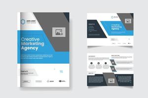 Corporate bi fold business brochure design template in a4 format vector