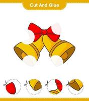 corta y pega, corta partes de la campana de navidad y pégalas. juego educativo para niños, hoja de cálculo imprimible, ilustración vectorial vector