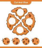 Cut and glue, cut parts of Cookie and glue them. Educational children game, printable worksheet, vector illustration