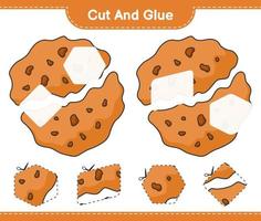 Cut and glue, cut parts of Cookie and glue them. Educational children game, printable worksheet, vector illustration