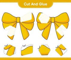 Cut and glue, cut parts of Ribbon and glue them. Educational children game, printable worksheet, vector illustration