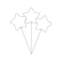 Star balloon tracing worksheet for kids vector
