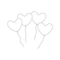 Heart balloon tracing worksheet for kids vector