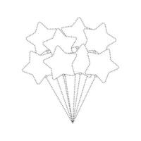 Star balloon tracing worksheet for kids vector