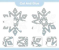 Cut and glue, cut parts of Snowflake and glue them. Educational children game, printable worksheet, vector illustration