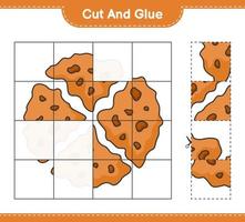 Cut and glue, cut parts of Cookie and glue them. Educational children game, printable worksheet, vector illustration