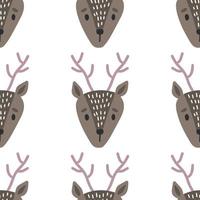 Seamless Scandinavian drawing. Vector children's background with a deer. Design for prints, shirts and posters.