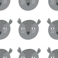Seamless Scandinavian drawing. Vector children's background with a owl. Design for prints, shirts and posters.