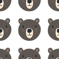 Seamless Scandinavian drawing. Vector children's background with a bear. Design for prints, shirts and posters.