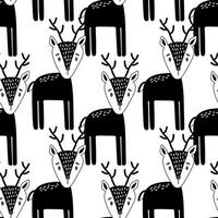 Seamless Scandinavian drawing. Vector children's background with a deer. Design for prints, shirts and posters.