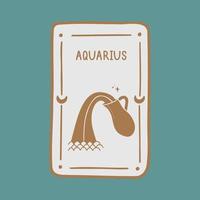 Symbol sign with inscription. Aquarius. Vector image of zodiac sign for astrology and horoscopes.