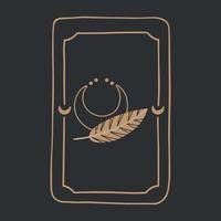 fondo de vector de cubierta de tarot mágico con luna y pluma oculta y concepto de adivinación.