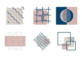 Set of abstract vector geometric shapes. Modern icons or logos, ready-made design elements for website. Square and circle forms, parallel lines and zigzags.