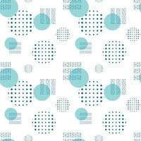 WeVector abstract seamless pattern. Blue isolated stylish modern geometric shapes on white background. Circles, dots and specks to decorate the background or wrapping paper. vector