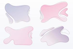 Four flat geometric shapes. A set of abstract liquid objects with a gradient of gentle pink and blue shades. For backgrounds. vector