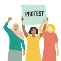 women are protesting and defending their rights vector