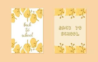 two mock-ups back to school frame with yellow leaves vector