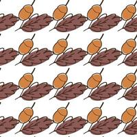 autumn elements of botany seamless pattern oak leaves and berries vector