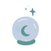 Mystical ball with moon and stars. vector