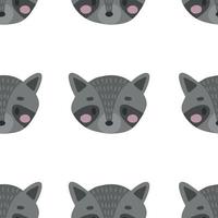 Seamless Scandinavian drawing. Vector children's background with a raccoon. Design for prints, shirts and posters.